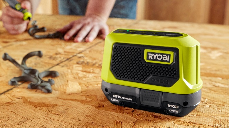 Speaker on workbench