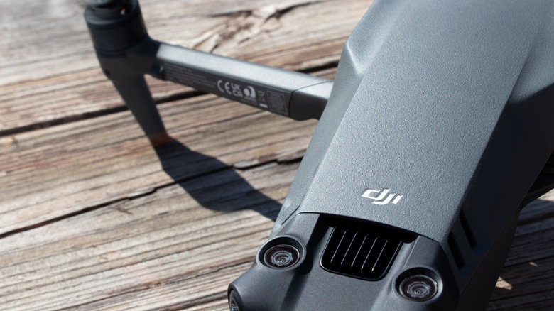 Close up view of a DJI drone.