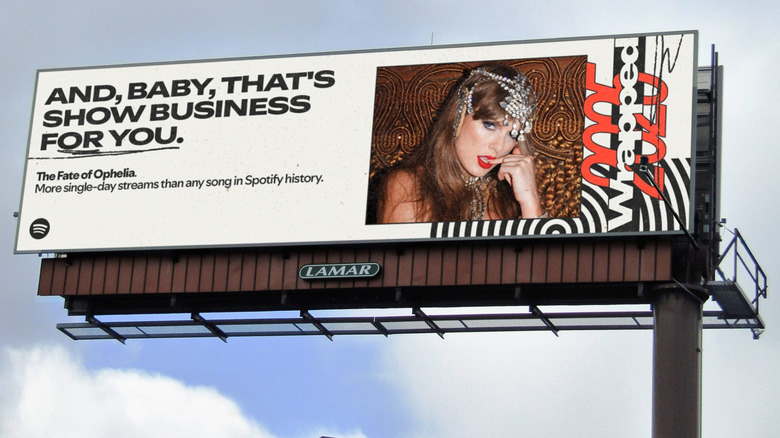 A Taylor Swift Spotify Wrapped billboard.