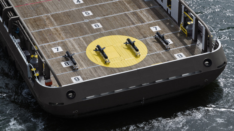 Helsing SG-1 Fathoms sit atop a ship, ready for deployment.