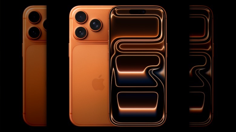 Cosmic Orange Apple iPhone 17 Pro Max on a black background