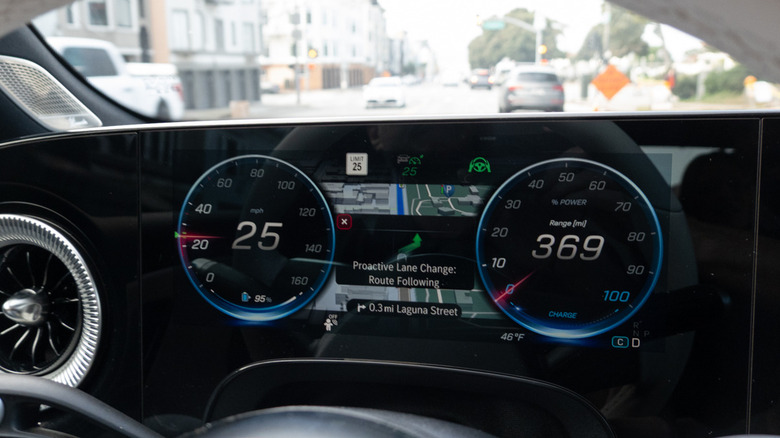 MB.Drive Assist Pro gauge cluster proactive lane change