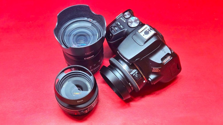 the author's prime lenses and kit lens