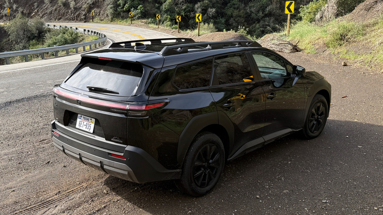 2026 Toyota bZ Woodland parked on a curvy mountain road