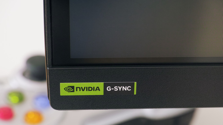 Nvidia G-Sync logo on a monitor bezel