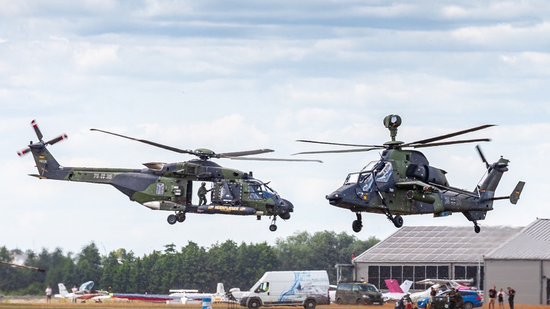 NH90 and Tiger helicopter during military exercises