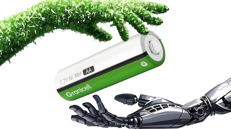 Drawing of two hands reaching for a Granicell battery