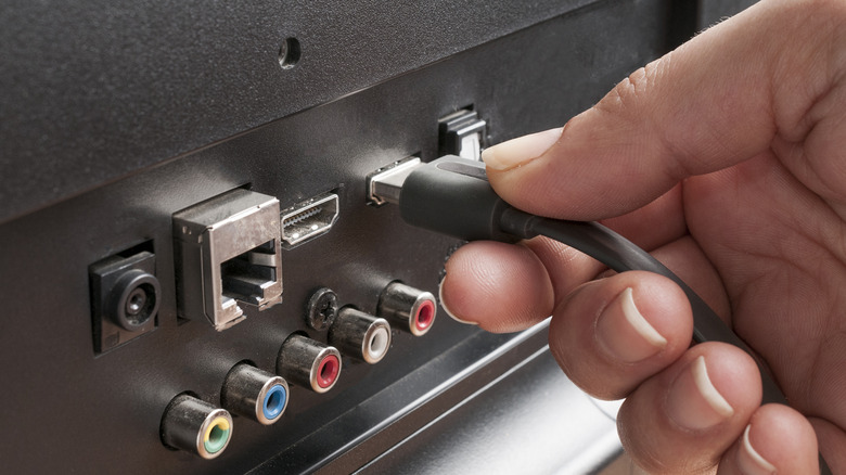 Back of TV with HDMI ports