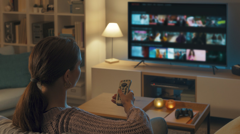 Woman watching the TV