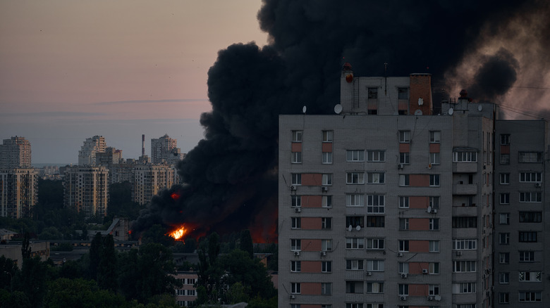 ukraine building hit by russian missiles
