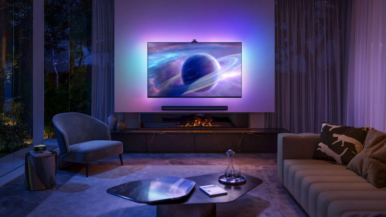 A TV with the Govee TV Backlight 3 Pro in a living room.