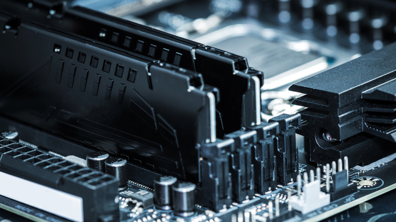 RAM modules installed in a motherboard