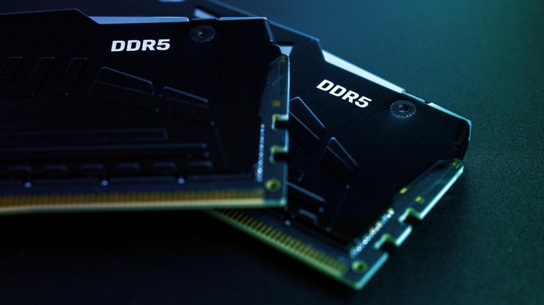 Two DDR5 RAMs on a dark background