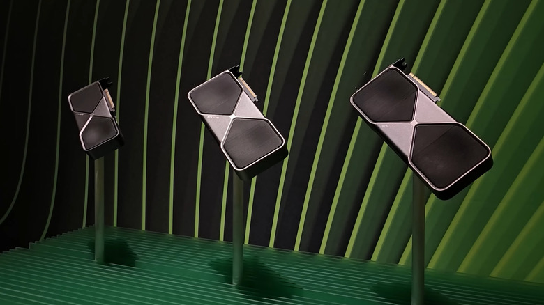 Nvidia RTX 50 series showcased with Nvidia logo as background