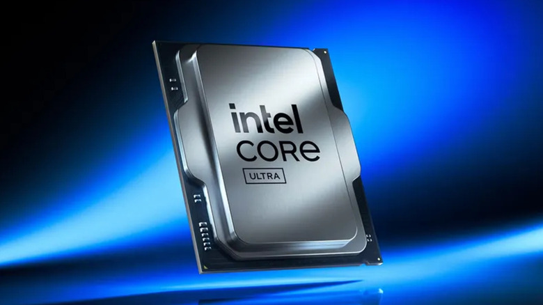 Close-up view of an Intel Core Ultra CPU