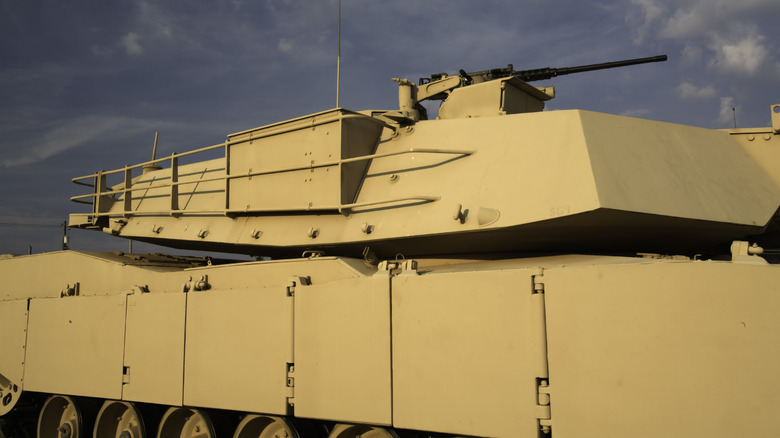M1 Abrams tank side view.