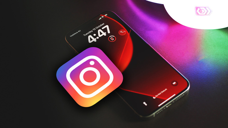 Phone with a hovering Instagram logo