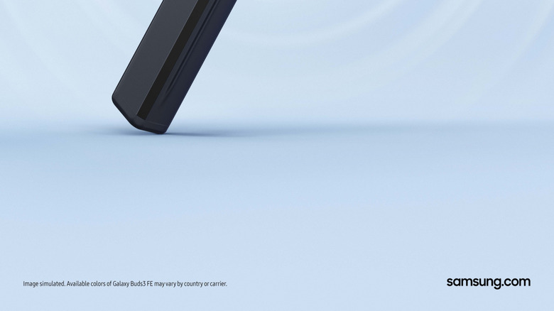 Samsung Galaxy Buds3 FE on blue background