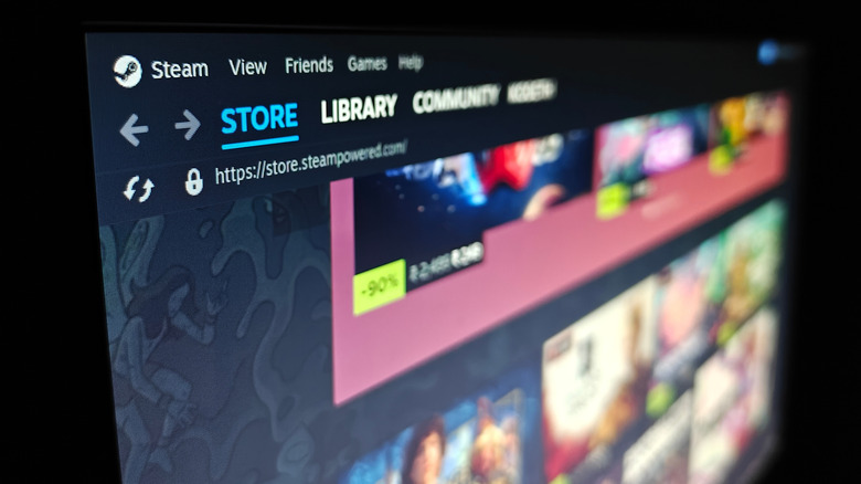 Steam storefront open on a monitor