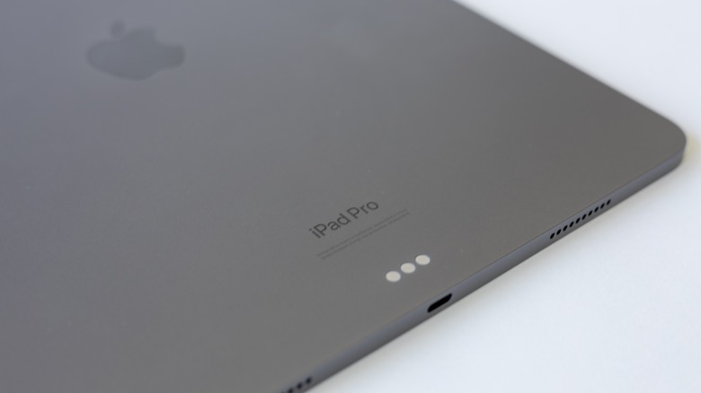 The bottom of an iPad Pro with its USB-C port visible.
