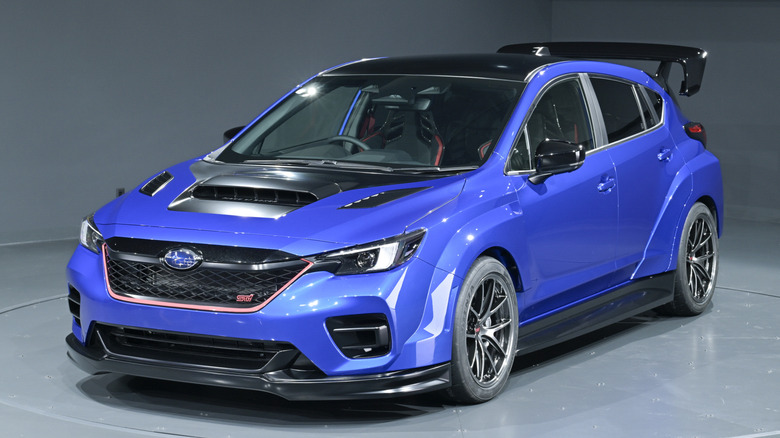Front 3/4 view of Subaru Performance-B STI Concept from Japan Mobility Show