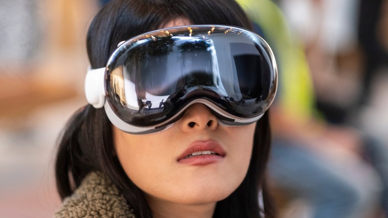 a person trying out to Apple Vision Pro