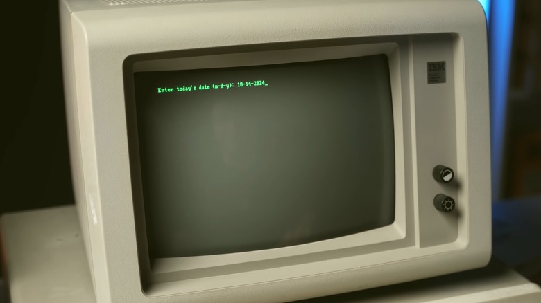 An IMB 5150 display with monocrome text