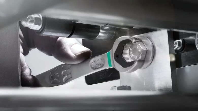 Wera Joker ratcheting wrench on a nut