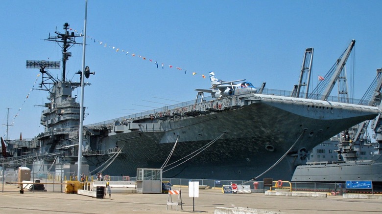 USS Hornet at dock.