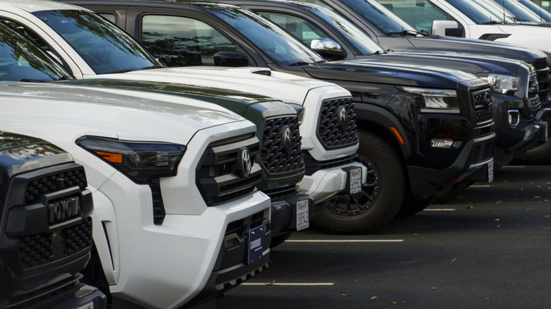 Used trucks parked for sale at Carmax