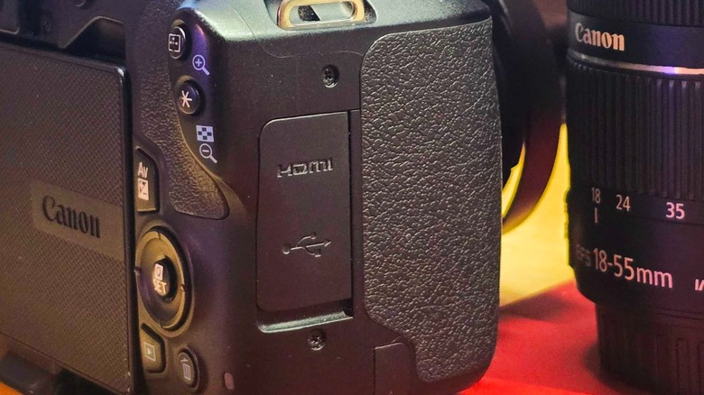 the USB port on the author's camera