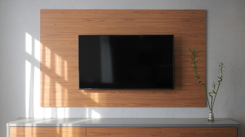 Large TV mounted on a wall