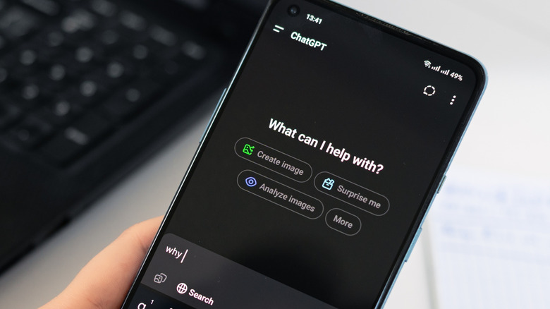 ChatGPT screen on a smartphone with the message 