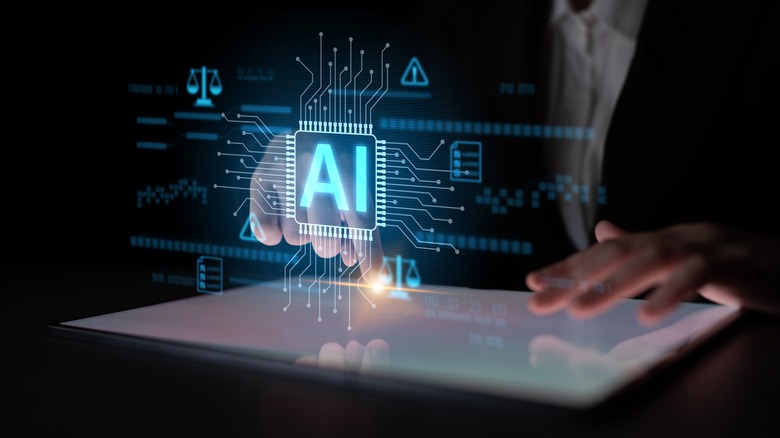 A visualization of AI working on a screen.