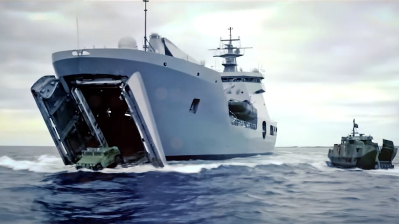 Rendering of new US Navy landing ship launching vehicles