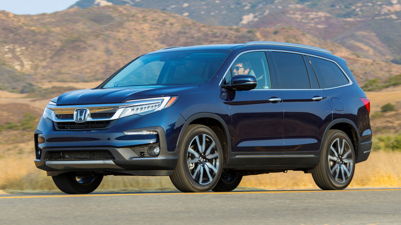 Third generation Honda Pilot Elite on the road (2019 model shown)