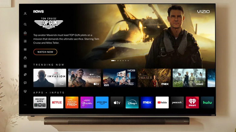 A Vizio TV mounted to the wall