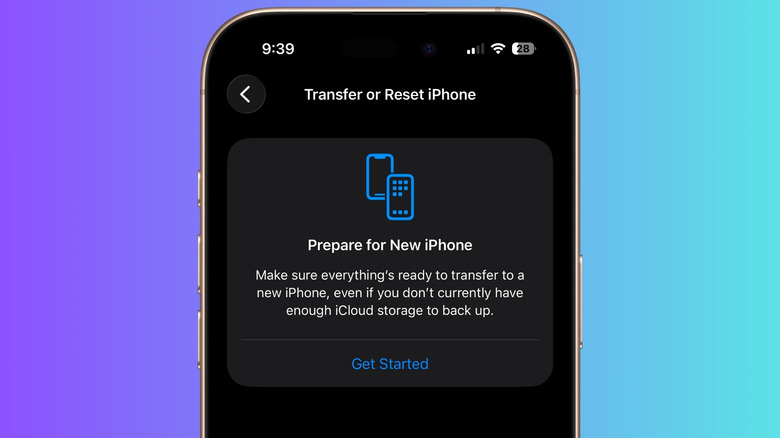 Transfer or Reset iPhone tool being displayed on an iPhone