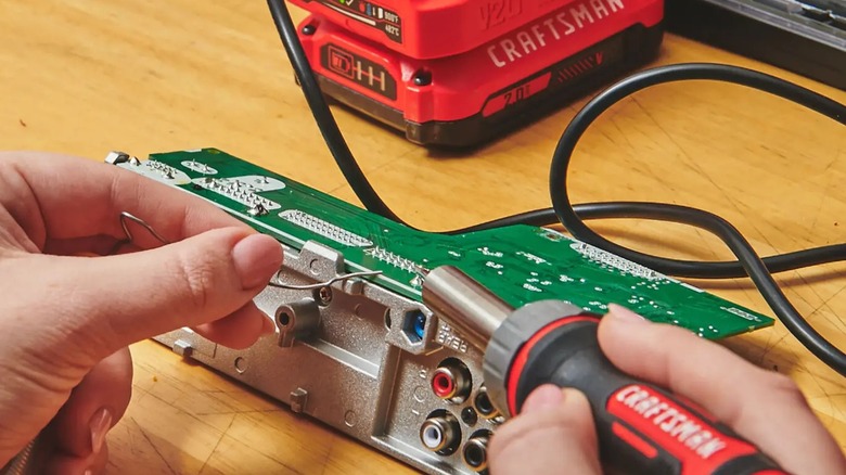 Craftsman V20 Soldering Iron in use