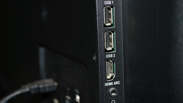 Close up of an HDMI ARC port