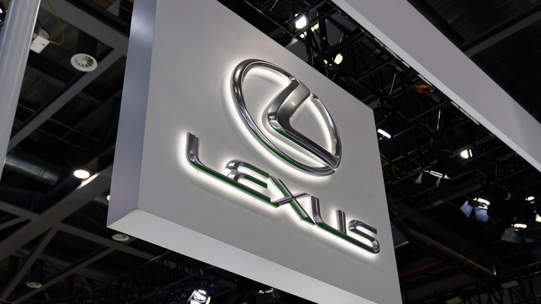 Picture showing illuminated Lexus sign at a trade show