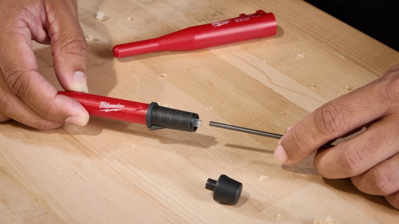 Milwaukee Mechanical Pencil being refilled