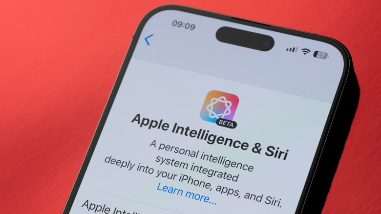 apple intelligence service app on iphone close-up shot