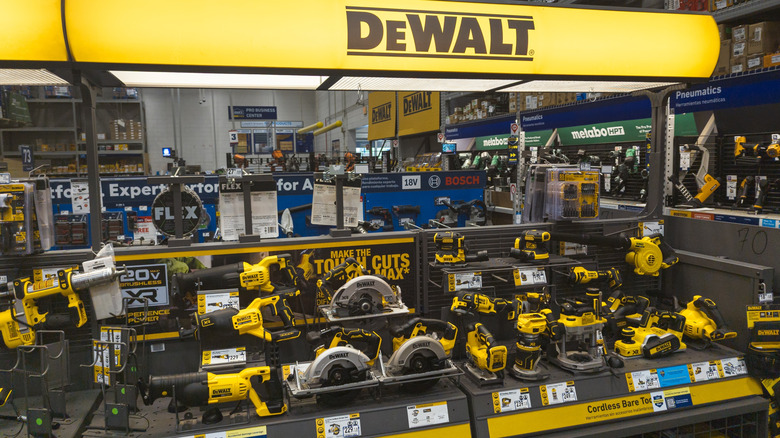 Dewalt Brand Tools Display Section At Lowes Hardware
