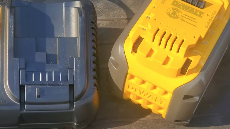 DeWalt battery and charger with pins showing