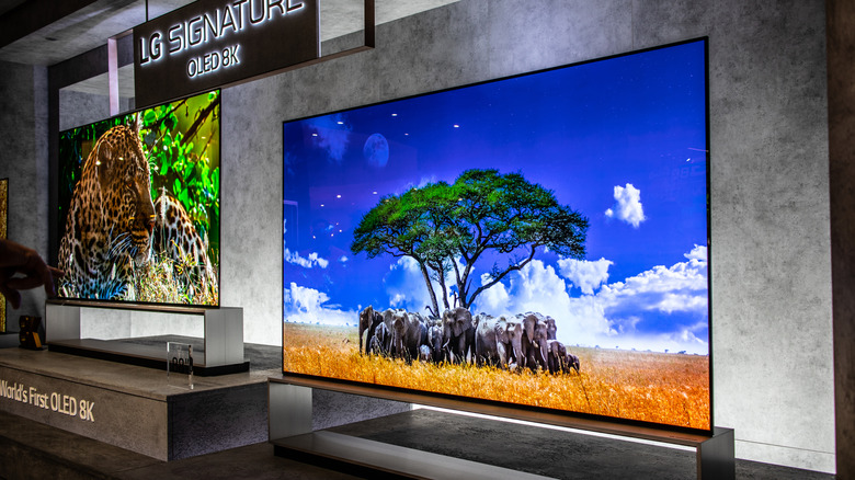 Two OLED TVs in a store