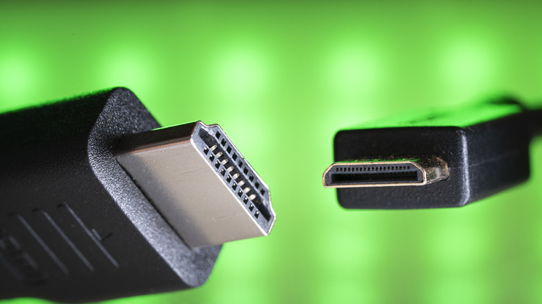 Close up of an HDMI cable