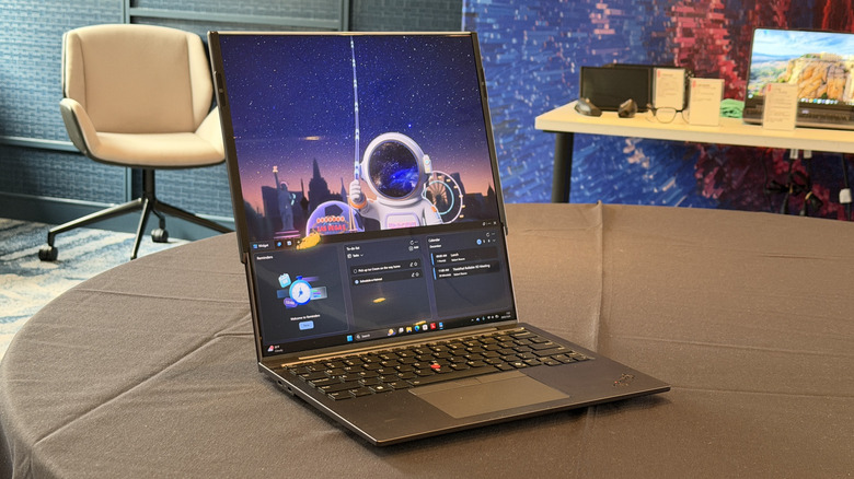 Lenovo rollable Thinkpad concept on a table