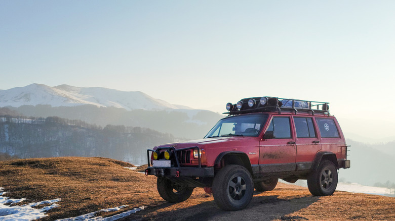 Jeep modified for off-road use