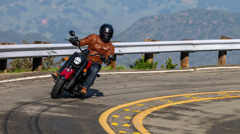 2026 Indian Chief Vintage riding through a corner